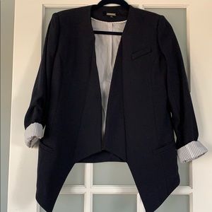 Classic navy blazer with pinstripe lining